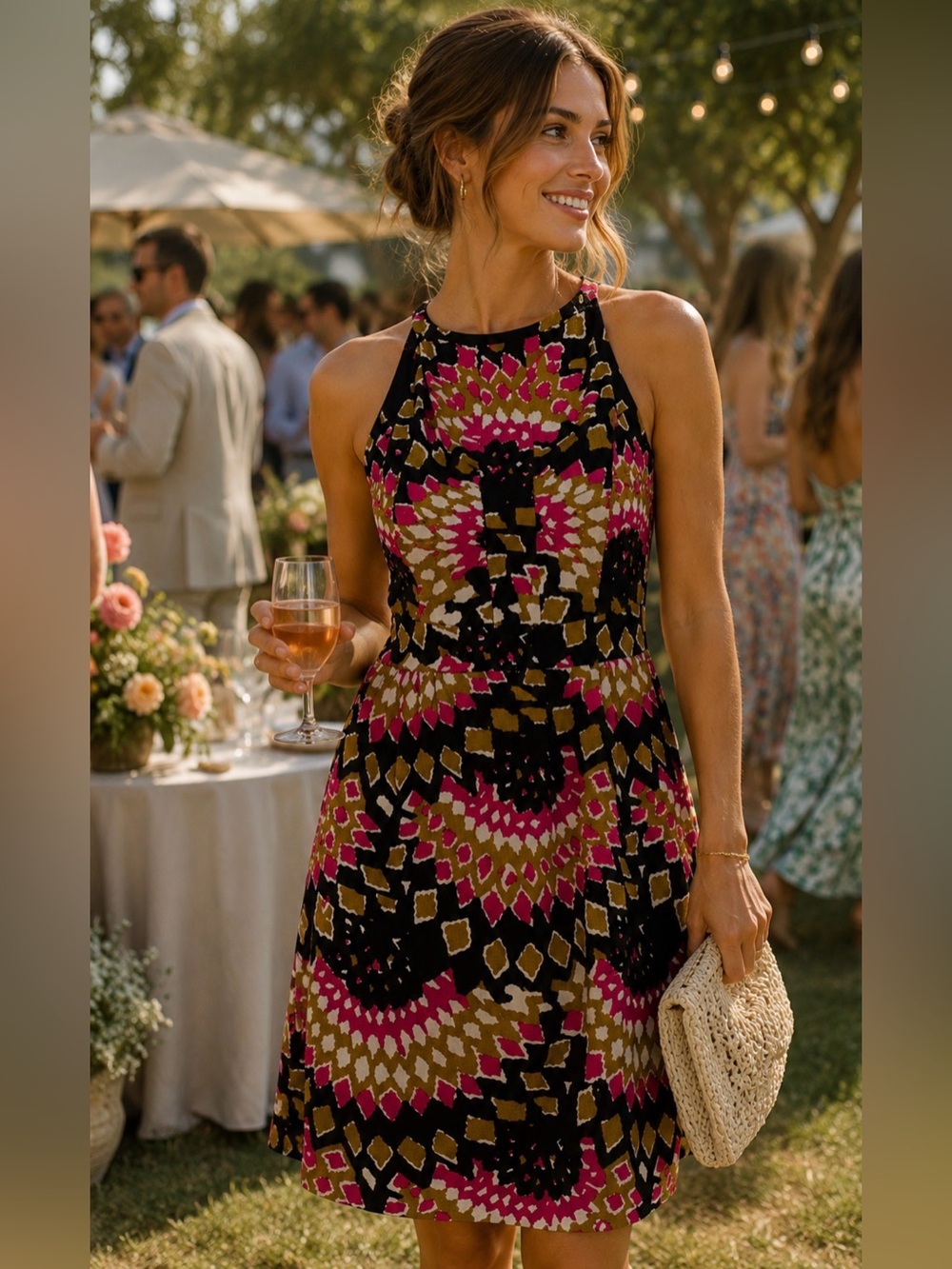 Anthropologie Beth Bowley Abstract Print Fit Flare Dress Size 2